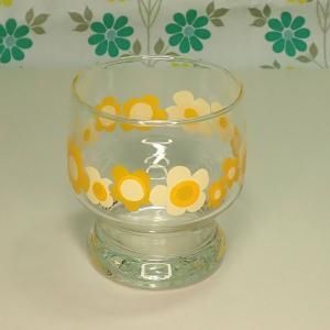 レトロポップ イエロー花柄 タンブラーグラス ショートカップ 花園