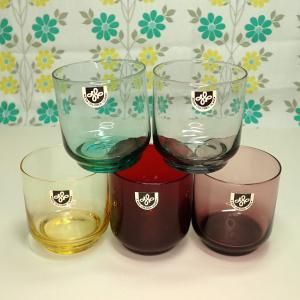 レトロモダン 5色カラー ショートグラスセット