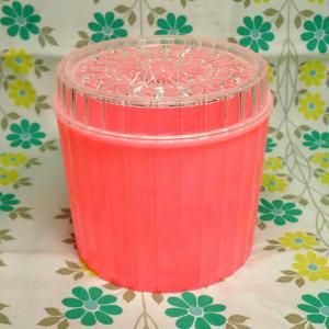 レトロプラスチック ダイヤポット フタ付き容器(大) ピンク