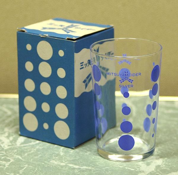 レトログラス 三ツ矢サイダー ブルー水玉 箱付き - USA＆レトロ