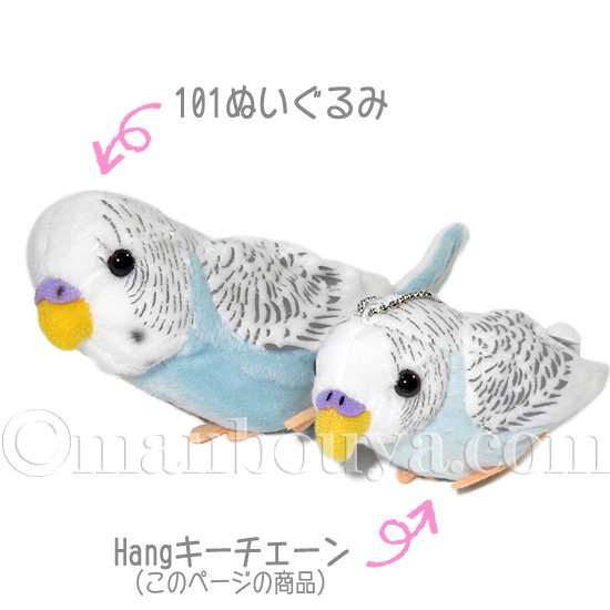 セキセイインコ ぬいぐるみ 小鳥 雑貨 TST 101 Hang ホワイトブルー