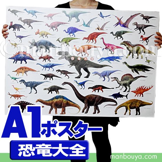 恐竜 グッズ アートポスター インテリア 特大 A1サイズ 図鑑タイプ 恐竜大全 ポスター 
