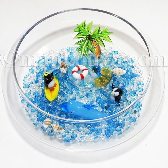 ミニチュア ガラス細工 セット 置物 海の動物 水族館 グッズ 夏の 
