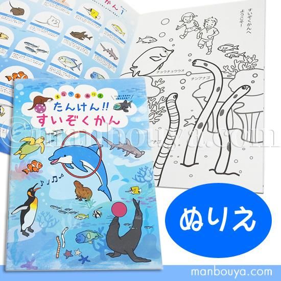 塗り絵 水族館 お土産 図鑑 ぬりえ たんけん すいぞくかん 海の雑貨 水族館グッズ 動物ぬいぐるみ通販ショップ まんぼう屋ドットコム