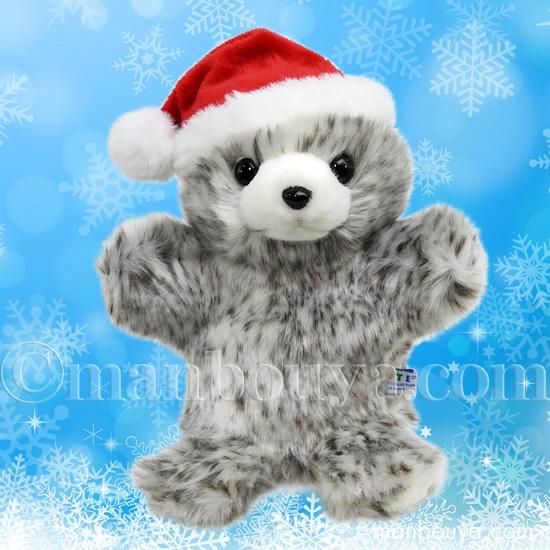 クリスマス ハンドパペット 動物 アザラシ ぬいぐるみ キュート