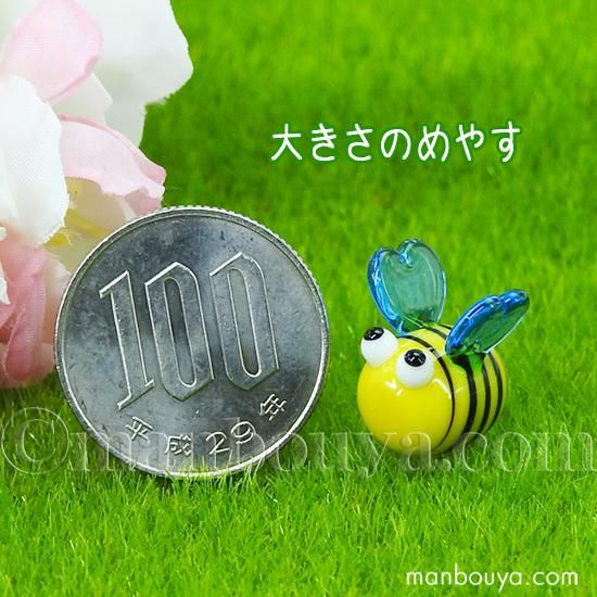 ガラス細工　ハチとチョウチョ 蜂 ミニチュア ガラス細工 昆虫 グッズ 置物 飾り グラス