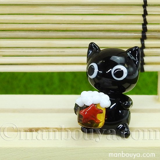 黒猫 置物 ネコ ガラス細工 ミニチュア 雑貨 動物 飾りフォーカート