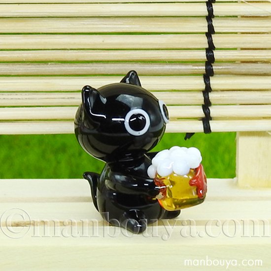 黒猫 置物 ネコ ガラス細工 ミニチュア 雑貨 動物 飾りフォーカート