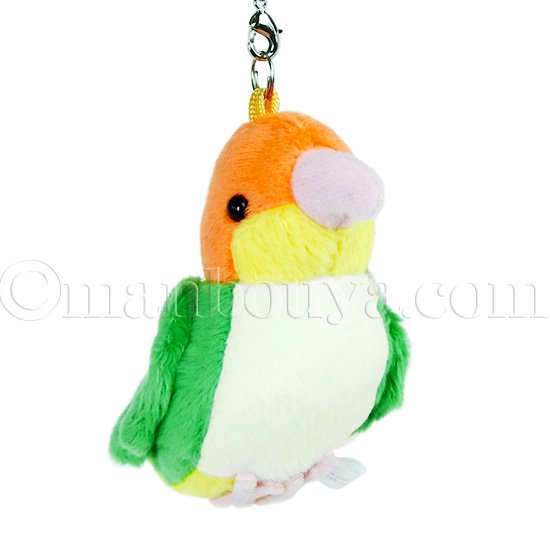 シロハラインコ ぬいぐるみ 小鳥 雑貨 携帯ストラップ A-SHOW TST ADVANCE グリーン オレンジ 8cm -  海の雑貨・水族館グッズ・動物ぬいぐるみ通販ショップ まんぼう屋ドットコム