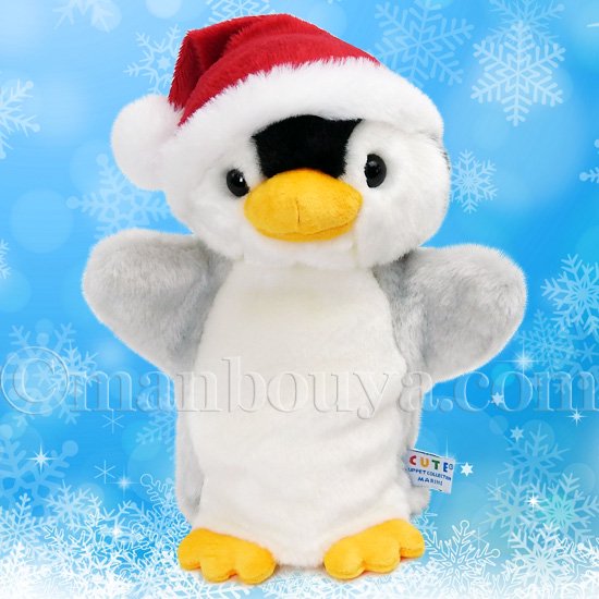 クリスマス ぬいぐるみ ペンギン ハンドパペット 水族館グッズ キュート販売 CUTE ペンギン ブラック サンタ帽子 -  海の雑貨・水族館グッズ・動物ぬいぐるみ通販ショップ　まんぼう屋ドットコム