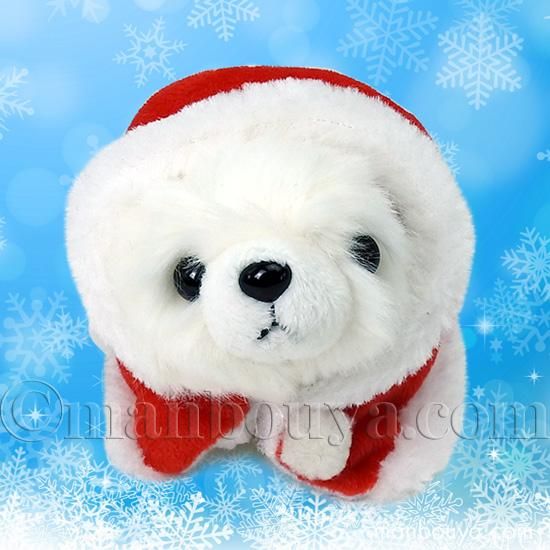 クリスマス ぬいぐるみ 犬 ポメラニアン ホワイト サンタフードマント