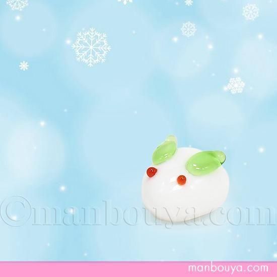 雪うさぎ ガラス細工 かわいい ミニチュア 置物 ゆきうさぎ S