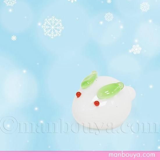 海うさぎ出品です 雪うさぎ ガラス細工 かわいい ミニチュア 置物 ゆきうさぎ Mサイズ