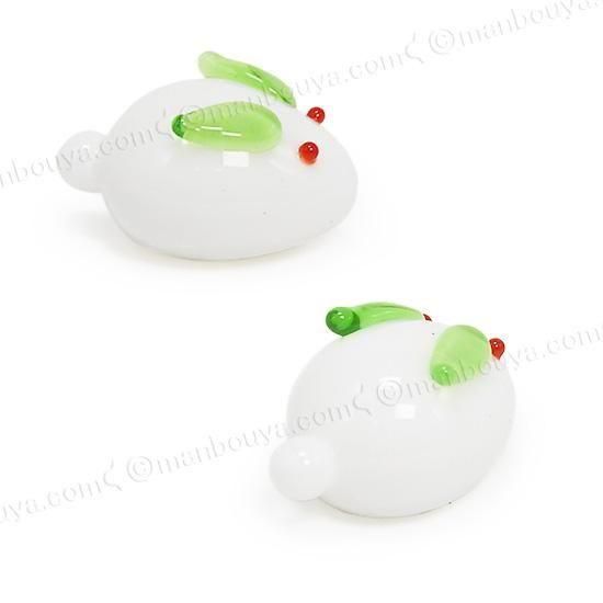 雪うさぎ ガラス細工 かわいい ミニチュア 置物 ゆきうさぎ Mサイズ