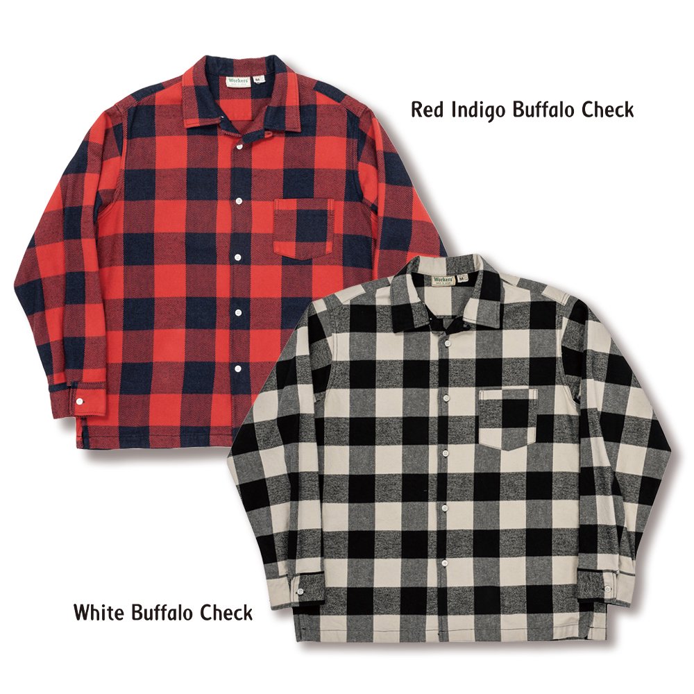 WORKERS K&TH /  Flannel Open Collar Shirt