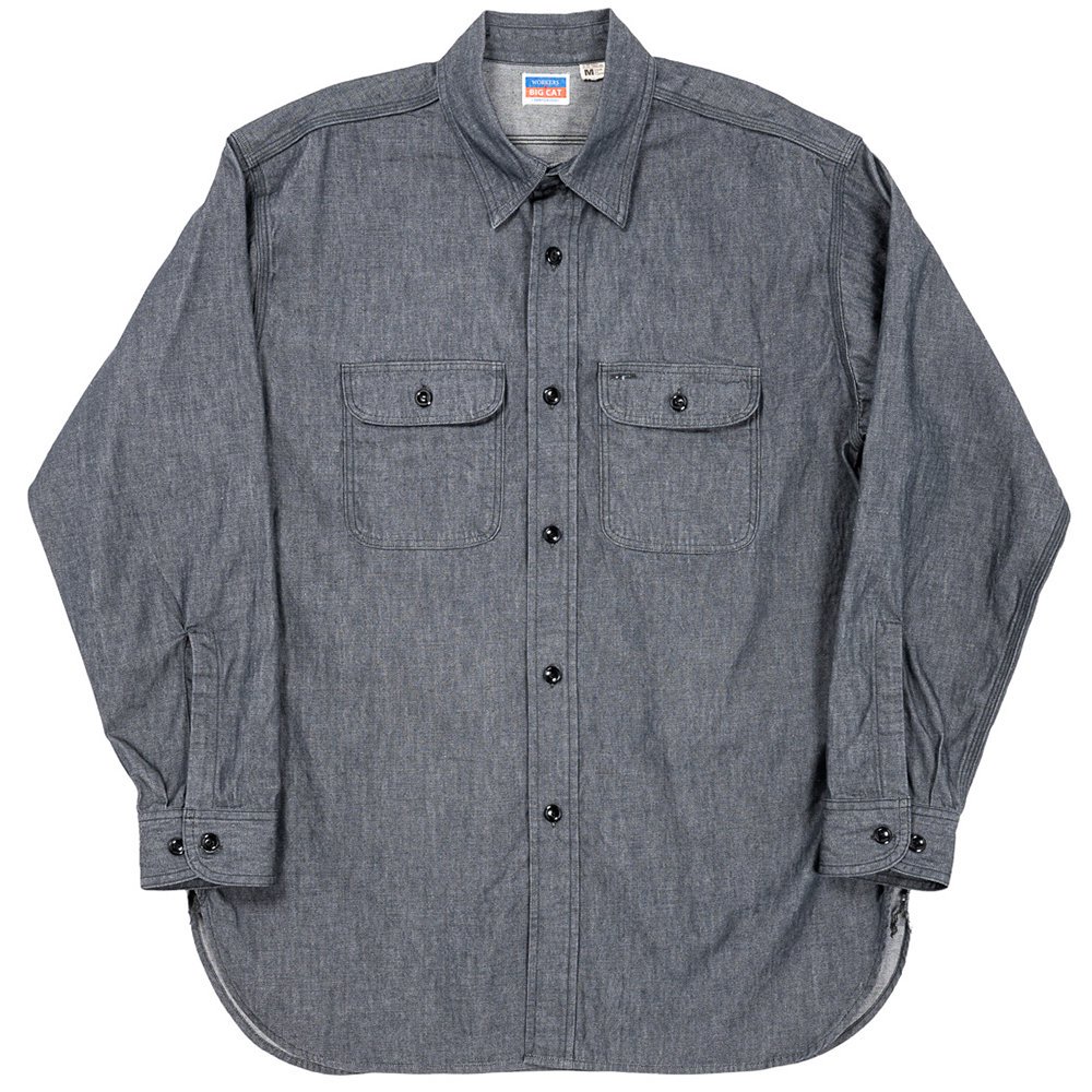 WORKERS K&TH /  BIG CAT Work Shirt / 5.5oz Black Denim