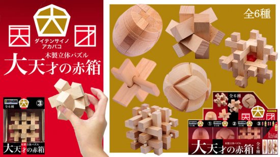 木製立体パズル 大天才の赤箱 (6種類セット) - DOYUSHA ONLINESHOP （童友社）