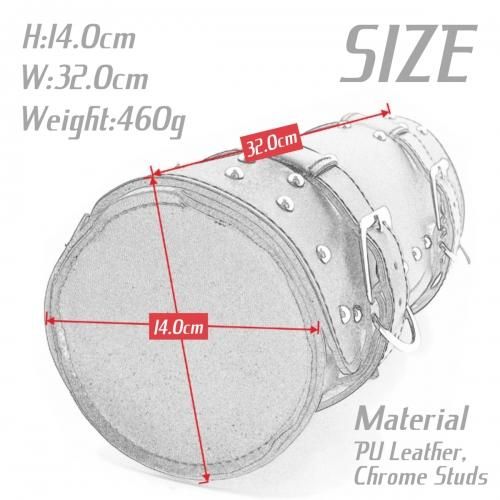 クロームスタッズPUレザーツールバッグ サドルバッグ! ブラック
