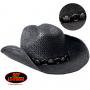 ホットレザー　Black Straw Cowboy Hat