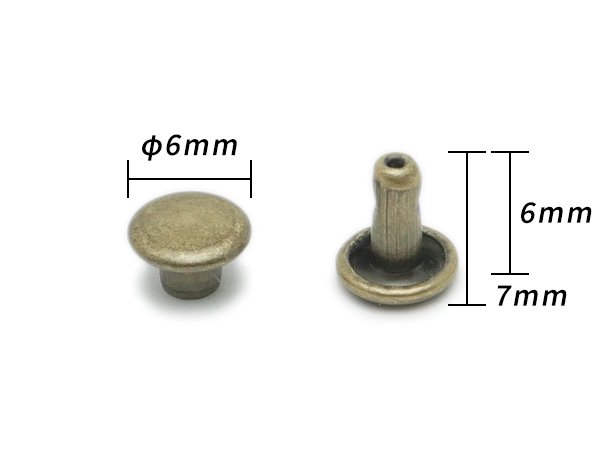 両面カシメ　小 アンティック（金ブロ） φ6mm｜足の長さ6mm 20ヶ/EG1096-40