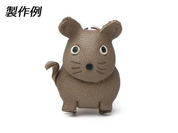 りとるあにまる】動物ストラップキット ねずみ 無地/グレー 本体25mm