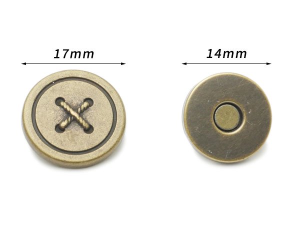 ネジ式マグネットホック ボタン[在庫限り] アンティック φ17mm 1ヶ/S90112-5