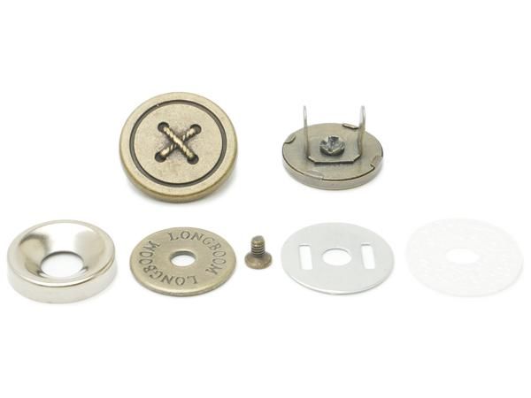 廃止品＞ネジ式マグネットホック ボタン アンティック φ17mm 1ヶ