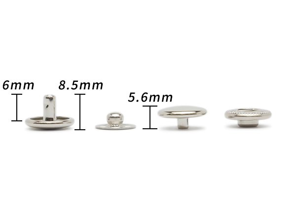 バネホック 両面頭タイプ 大 ニッケル φ13mm｜足の長さ6mm 10ヶ/EG1104-01