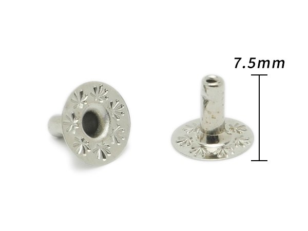 バネホック足長 ホソのみ 小 ニッケル 足の長さ7.5mm 20ヶ/EG1105