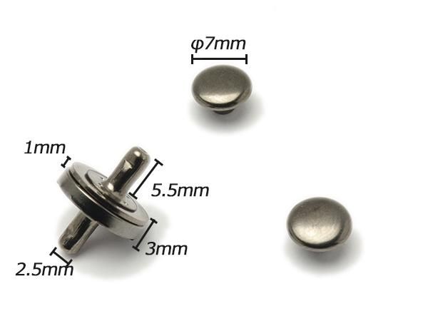 マグネット（両面カシメタイプ） 極小 黒ニッケル φ10mm（頭7mm