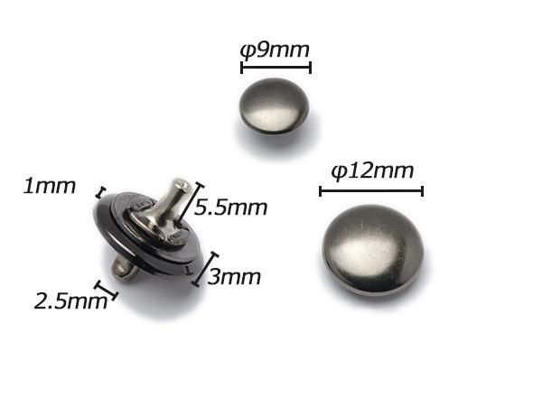 薄型マグネット（両面カシメタイプ） 小 黒ニッケル φ14mm（頭