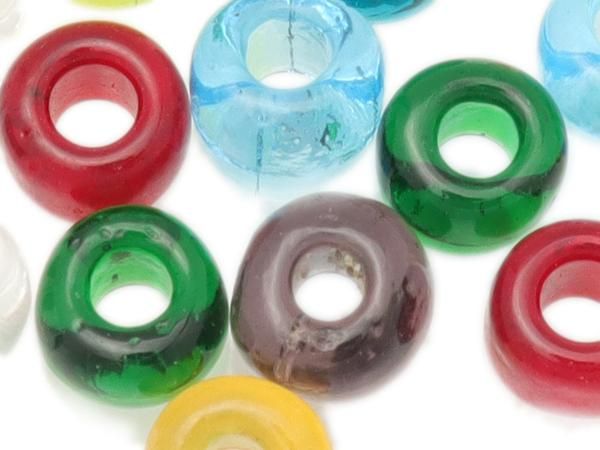 ピース ガラスビーズ ミックス 外径7.5mm×長さ5.5mm 穴径3.2mm 20ヶ/PS642