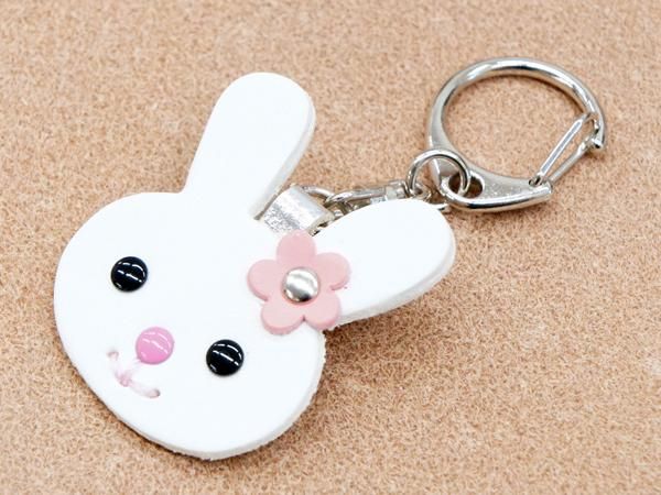 うさぎシリーズ】うさぎのキーホルダーキット 白 45×37mm/Pkit364