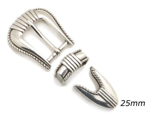 レンジャーバックル ロープエッジ ニッケル ベルト巾25mm、本体57mm