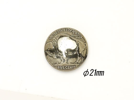 USAコインコンチョ バッファローA[在庫限り] ニッケル φ21mm 1ヶ ネジ式（タイプA）/S20811