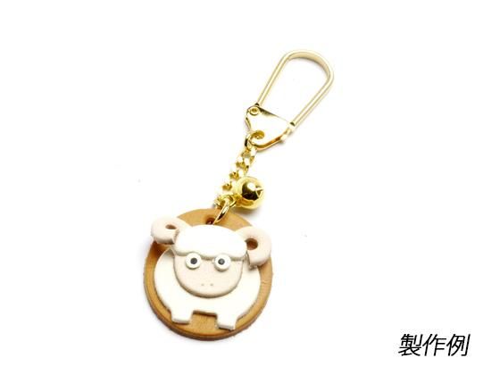 羊シリーズ】羊のキーホルダーキット ブラウン/赤 直径3cm/Pkit233