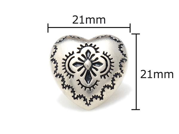 ハートコンチョ クロス マットニッケル 21×21mm 1ヶ ネジ式
