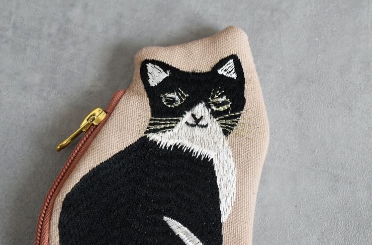 キャット刺繍ポーチ【COTTAGE】 - ジジとババオンラインショップ