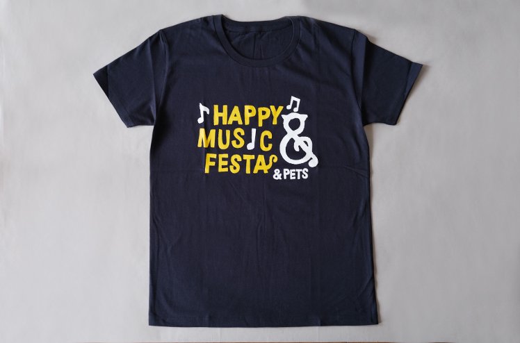 「HAPPY MUSIC FESTA」T-シャツ（ネイビー）［＆PETS］