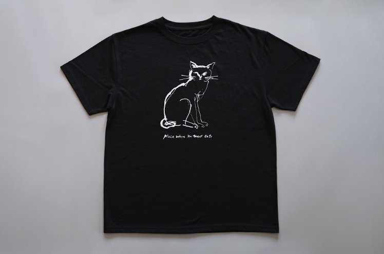  Place where you meet cats. T-shirt（black） [ Tomohiro Noda ]