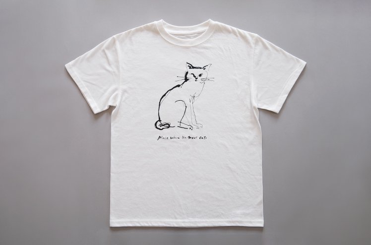  Place where you meet cats. T-shirt（white） [ Tomohiro Noda ]