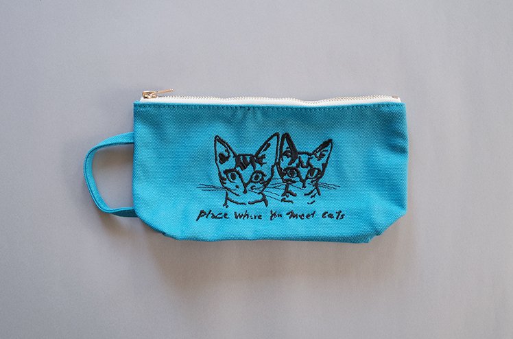 Place where you meet cats_ポーチ（blue）