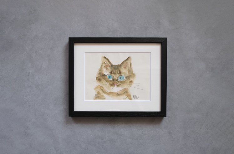 保護猫ドローイング作品「Cat color drawing 2024.jan.22(face 長毛 ブルーアイ)」【Tomohiro  Noda（marini＊monteany）】 - ジジとババオンラインショップ