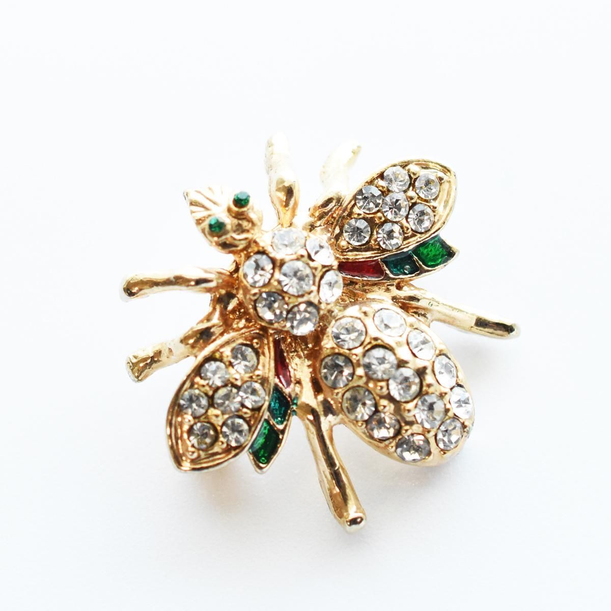 Vintage 1960's wing insect motif rhinestone brooch