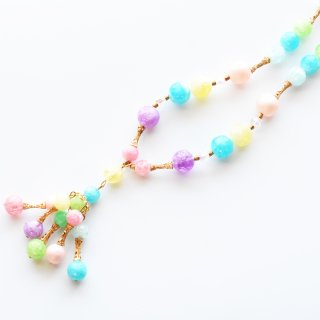 Vintage1960s multicolorpastel beads longnecklace
