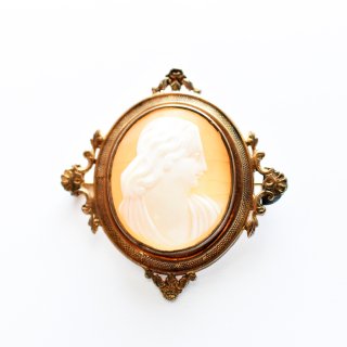 Antique 1900sshell gold Filled14Kcameo brooch