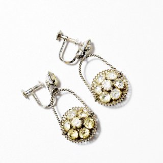 Vintage 1950’s SILVER　rhinestone swing　earrings