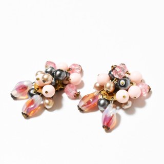 VintageGermany1950sgraypink beads earrings