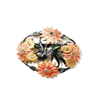 Vintage 1940's flower motif metal brooch