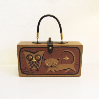 Vintage 1960's  Enid Collins Cat & Owl Box Bag